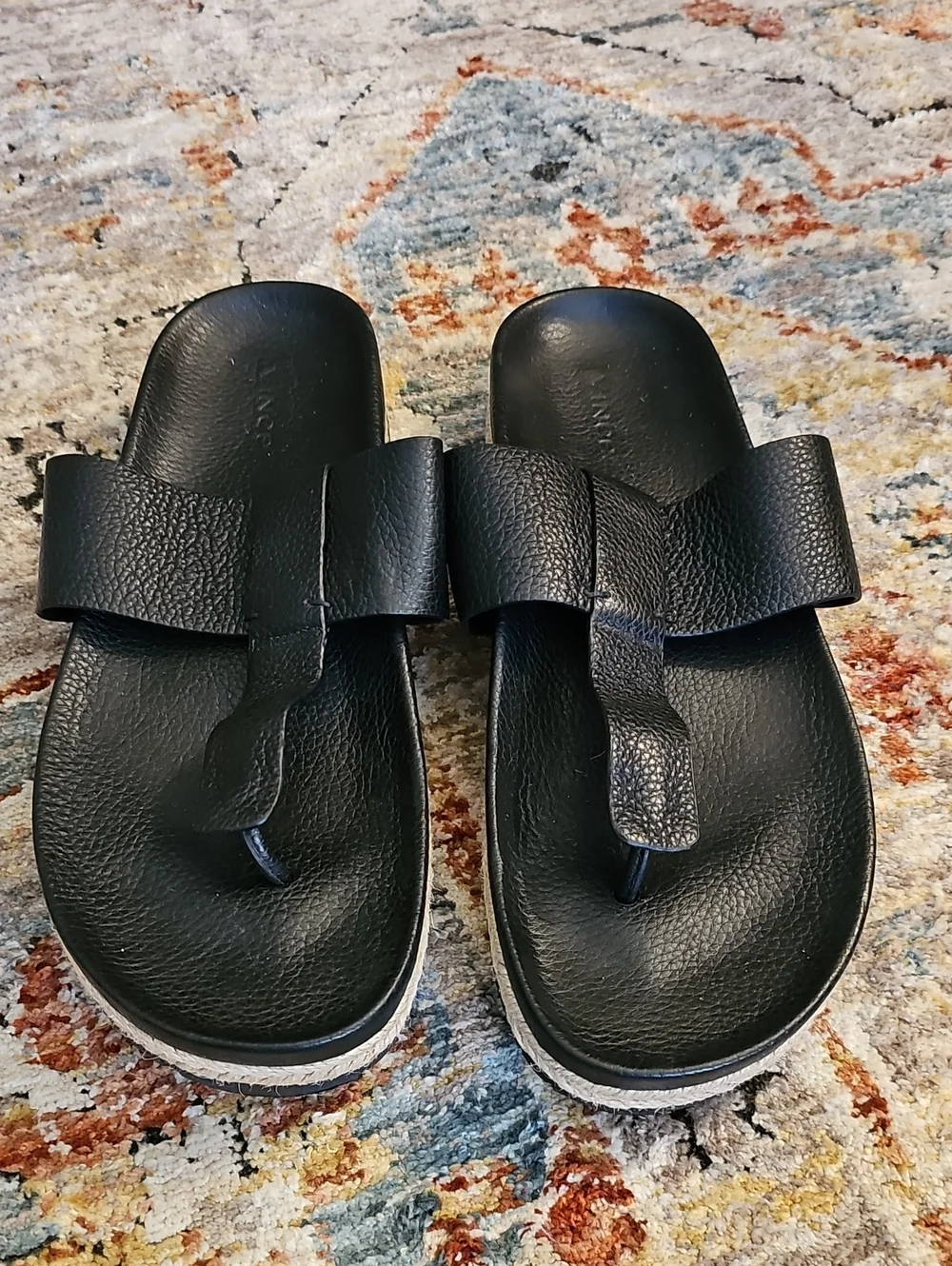 Vince Black Leather Slide Sandals Sz 9